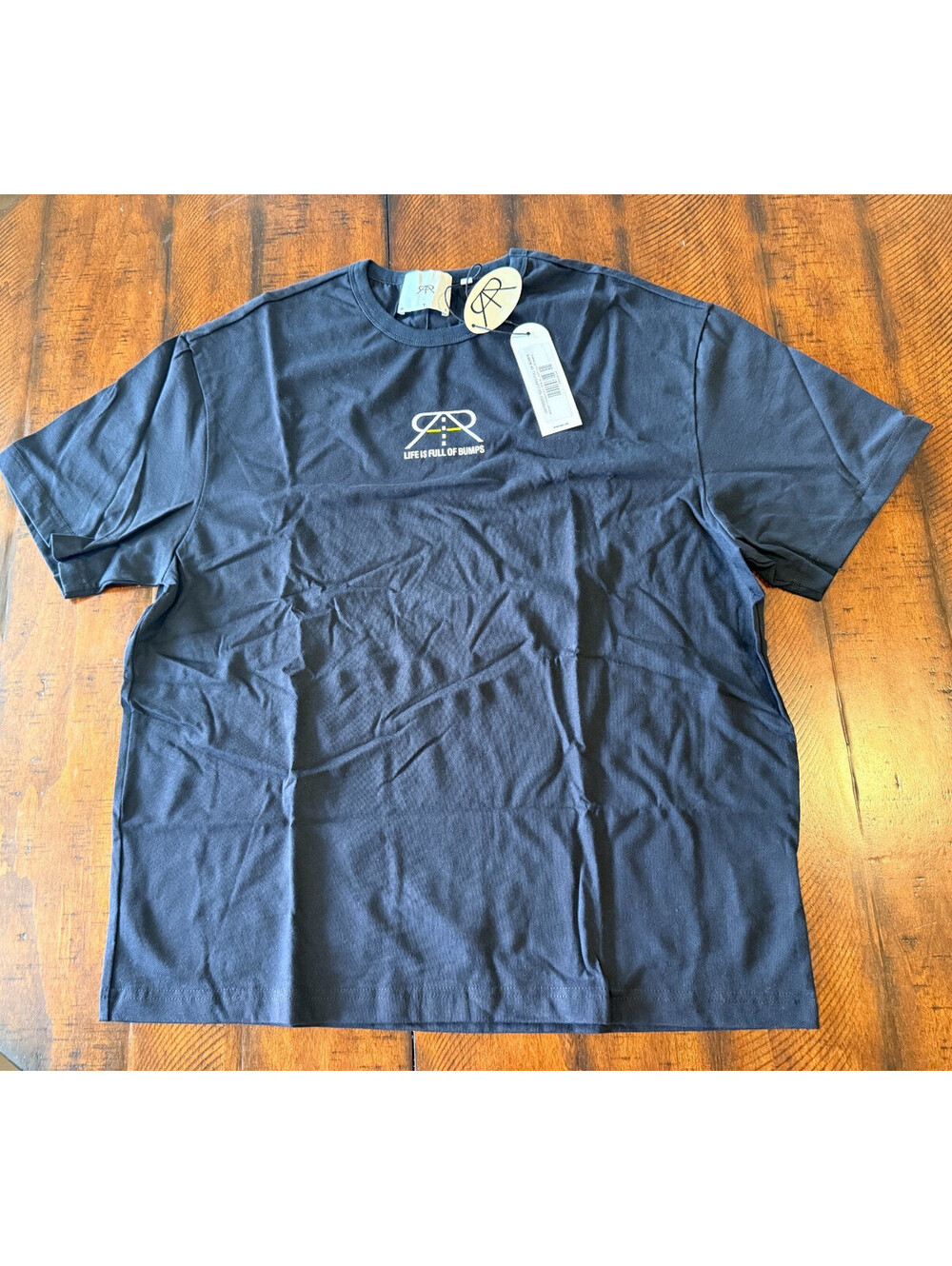 RtA Road to Awe Life's Full of Bumps Oversized Tee Men's Large Black NWT